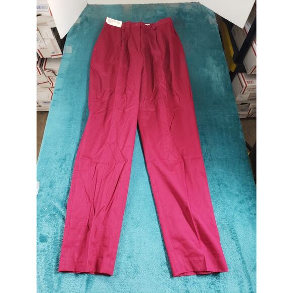 VINTAGE Izod Pants Size 10 Womens Red Khaki Career Slacks Cotton Pleated NWT - Picture 2 of 12
